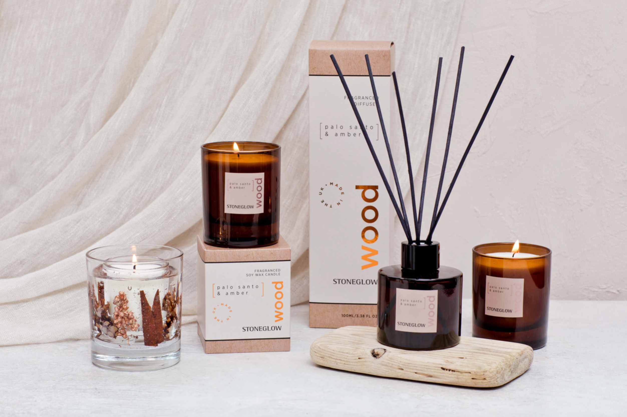 Elements Wood: Palo Santo and Amber scented candle